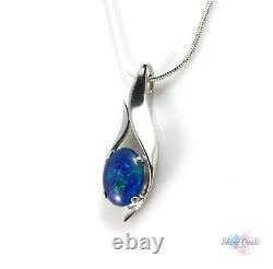 925 Sterling Silver Genuine Opal Necklace Pendant, Australian Opal, Jewelry Gift