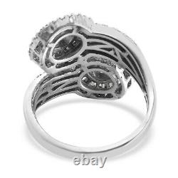 925 Sterling Silver Gift Jewelry White Diamond Bypass Ring for Women Size 7 Ct 1
