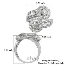 925 Sterling Silver Gift Jewelry White Diamond Bypass Ring for Women Size 9 Ct 1