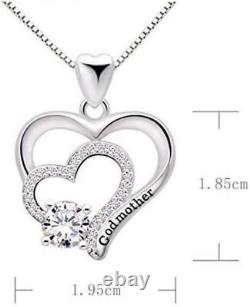 925 Sterling Silver Godmother Cubic Zirconia Pendant Necklace Jewelry Gifts Her