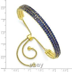 925 Sterling Silver Gold Tone September Blue Triple Cubic Zirconia Cz