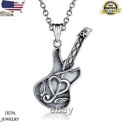 925 Sterling Silver Guitar Cremation Jewelry Urn guitar Necklace for Ash Gifts