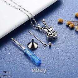 925 Sterling Silver Guitar Cremation Jewelry Urn guitar Necklace for Ash Gifts