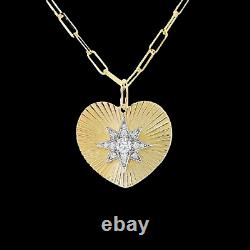 925 Sterling Silver Heart Jewelry Genuine Pave Diamond Chain Pendant Party Gifts