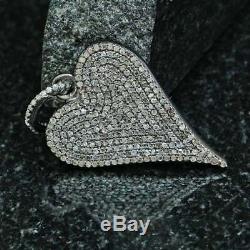 925 Sterling Silver Heart Pave Diamond Pendant, High Quality Jewelry, Gift GG