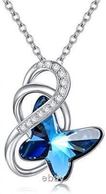 925 Sterling Silver Infinity Butterfly Necklace Crystal Jewelry Butterfly Gifts