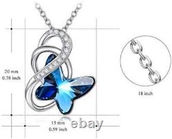 925 Sterling Silver Infinity Butterfly Necklace Crystal Jewelry Butterfly Gifts