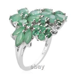 925 Sterling Silver Jewelry Gifts For Platinum Plated Emerald Ring Size 7 Ct 5.3