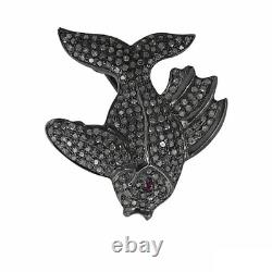 925 Sterling Silver Jewelry Natural Pave Diamond Fish Pendant Jewelry Gift