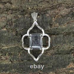 925 Sterling Silver Jewelry Natural pave Diamond & Rutile Gemstone Pendent Gift