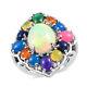 925 Sterling Silver Jewelry Platinum Over Opal Flower Ring Gift Ct 5.3