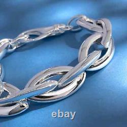 925 Sterling Silver Link Bracelet Jewelry Gift for Women Size 7.5