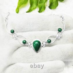 925 Sterling Silver Malachite Necklace Handmade Gemstone Jewelry Gift For Women