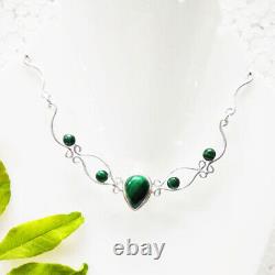 925 Sterling Silver Malachite Necklace Handmade Gemstone Jewelry Gift For Women