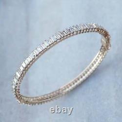 925 Sterling Silver Moissanite Baguette Sleek Bangle Bracelet Fine Jewelry Gift