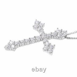 925 Sterling Silver Moissanite Cross Pendant Necklace Jewelry Gift Size 18 Ct 1