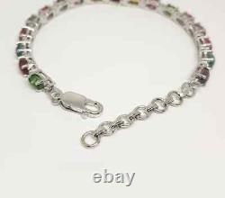 925 Sterling Silver Moissanite Tourmaline Chain Bracelet Statement Jewelry Gift