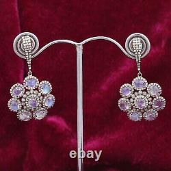 925 Sterling Silver Moonstone and Diamond Earrings Jewelry Gift For Her