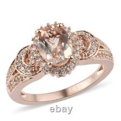 925 Sterling Silver Morganite Cubic Zirconia CZ Ring Gift Jewelry Ct 1.3
