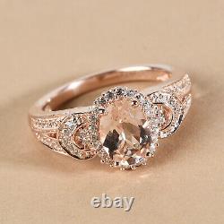 925 Sterling Silver Morganite Cubic Zirconia CZ Ring Gift Jewelry Ct 1.3
