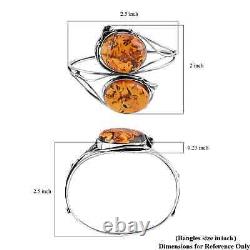 925 Sterling Silver Natural Amber Adjustable Bangle Cuff Bracelet Jewelry Gift