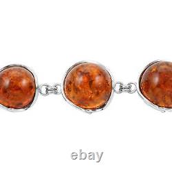 925 Sterling Silver Natural Amber Bracelet Jewelry Gift for Women Size 8.25