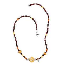 925 Sterling Silver Natural Amber Necklace Jewelry Gift for Women Size 21