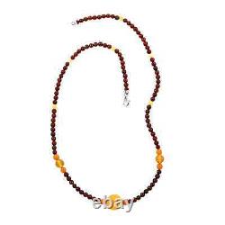 925 Sterling Silver Natural Amber Necklace Jewelry Gift for Women Size 23.5