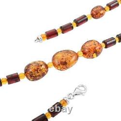 925 Sterling Silver Natural Amber Necklace Jewelry Gift for Women Size 24