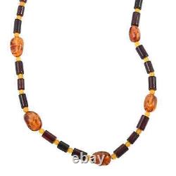 925 Sterling Silver Natural Amber Necklace Jewelry Gift for Women Size 25
