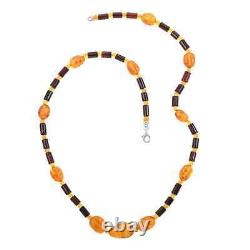 925 Sterling Silver Natural Amber Necklace Jewelry Gift for Women Size 26