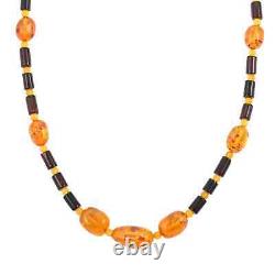 925 Sterling Silver Natural Amber Necklace Jewelry Gift for Women Size 26