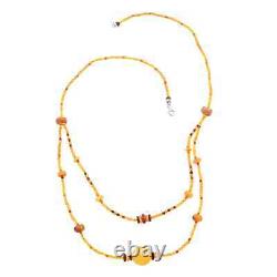 925 Sterling Silver Natural Amber Necklace Jewelry Gift for Women Size 29