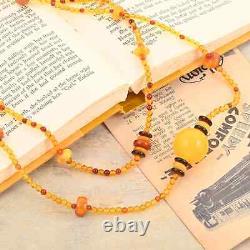 925 Sterling Silver Natural Amber Necklace Jewelry Gift for Women Size 30
