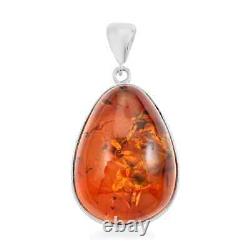 925 Sterling Silver Natural Amber Pendant Birthday Jewelry Gift for Women