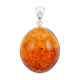 925 Sterling Silver Natural Amber Pendant Birthday Jewelry Gift for Womens