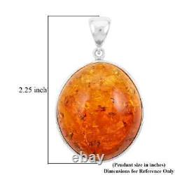 925 Sterling Silver Natural Amber Pendant Birthday Jewelry Gift for Womens