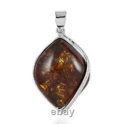 925 Sterling Silver Natural Amber Pendant Bridal Wedding Jewelry Gift for Womens