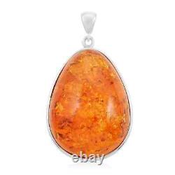 925 Sterling Silver Natural Amber Pendant Jewelry Gift for Women 8.5 Grams