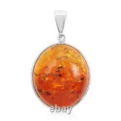 925 Sterling Silver Natural Amber Pendant for Womens Birthday Jewelry Gift