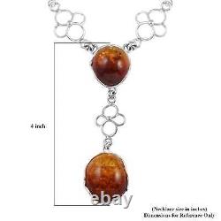 925 Sterling Silver Natural Amber Round Pendant Jewelry Gift for Women