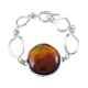 925 Sterling Silver Natural Amber Toggle Bracelet Jewelry Gift for Women Size 7