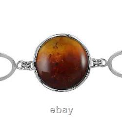 925 Sterling Silver Natural Amber Toggle Bracelet Jewelry Gift for Women Size 7