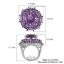 925 Sterling Silver Natural Amethyst Flower Ring Jewelry Gift Size 10 Ct 17.8