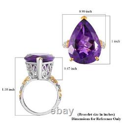 925 Sterling Silver Natural Amethyst Solitaire Ring Jewelry Gift Ct 18.7