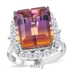 925 Sterling Silver Natural Ametrine Moissanite Ring Jewelry Gift Ct 13.3