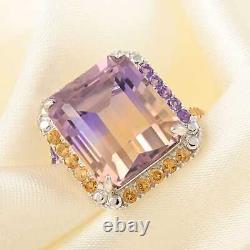 925 Sterling Silver Natural Ametrine Solitaire Ring Jewelry Gift Ct 10