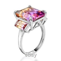 925 Sterling Silver Natural Ametrine Trilogy Ring Jewelry Gift Size 10 Ct 11