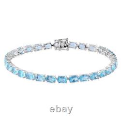 925 Sterling Silver Natural Aquamarine Bracelet Jewelry Gift Size 7.75 Ct 12.5