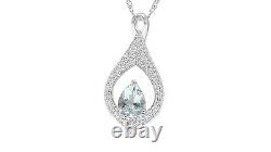 925 Sterling Silver Natural Aquamarine Pendant For Woman Wedding Jewelry Gift